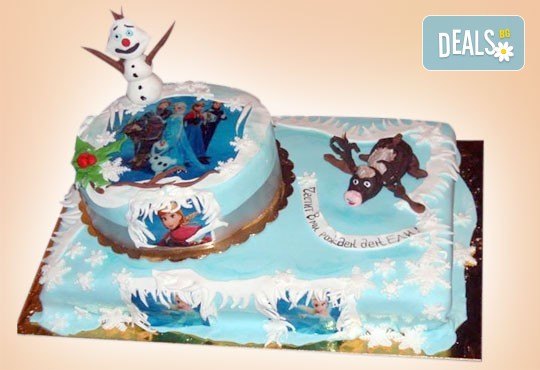 Елза и Анна! Тематична 3D торта Замръзналото кралство от 12 до 37 парчетата - кръгла, голяма правоъгълна или триизмерна кукла Елза от Сладкарница Джорджо Джани - Снимка 4