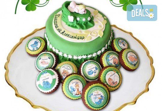 Сладък парти пакет за бебешка погача! Декорирани меденки и мъфини и 12, 16, 20 или 25 парчета торта от Сладкарница Джорджо Джани - Снимка 4