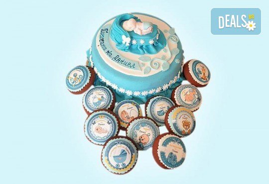 Голям сладък пакет за бебешка погача! Декорирани меденки и мъфини и 12, 16, 20 или 25 парчета торта от Сладкарница Джорджо Джани - Снимка 7