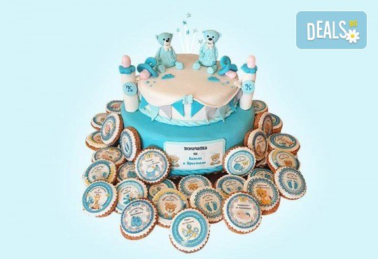 Сладък пакет за бебешка погача! Декорирани меденки и 12, 16, 20 или 25 парчета торта от Сладкарница Джорджо Джани - Снимка 3