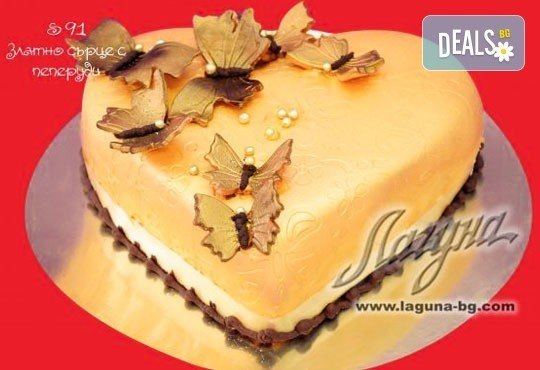 Торта - сърце с рози, пеперуди или панделка с пълнеж по Ваш избор от Виенски салон Лагуна! Предплатете сега 1лв! - Снимка 3